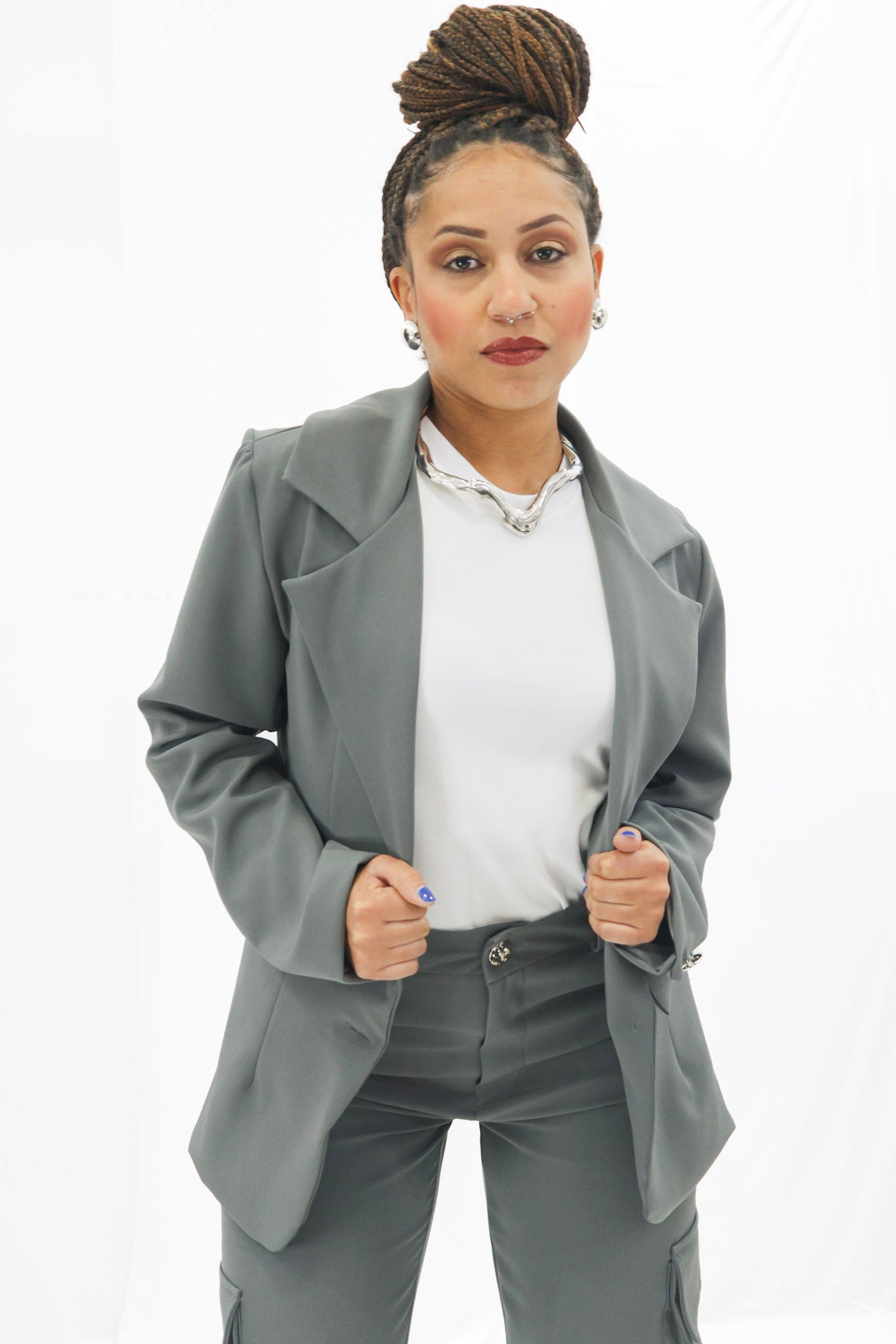 Blazer Feminino Cinza Intenso Yebo
