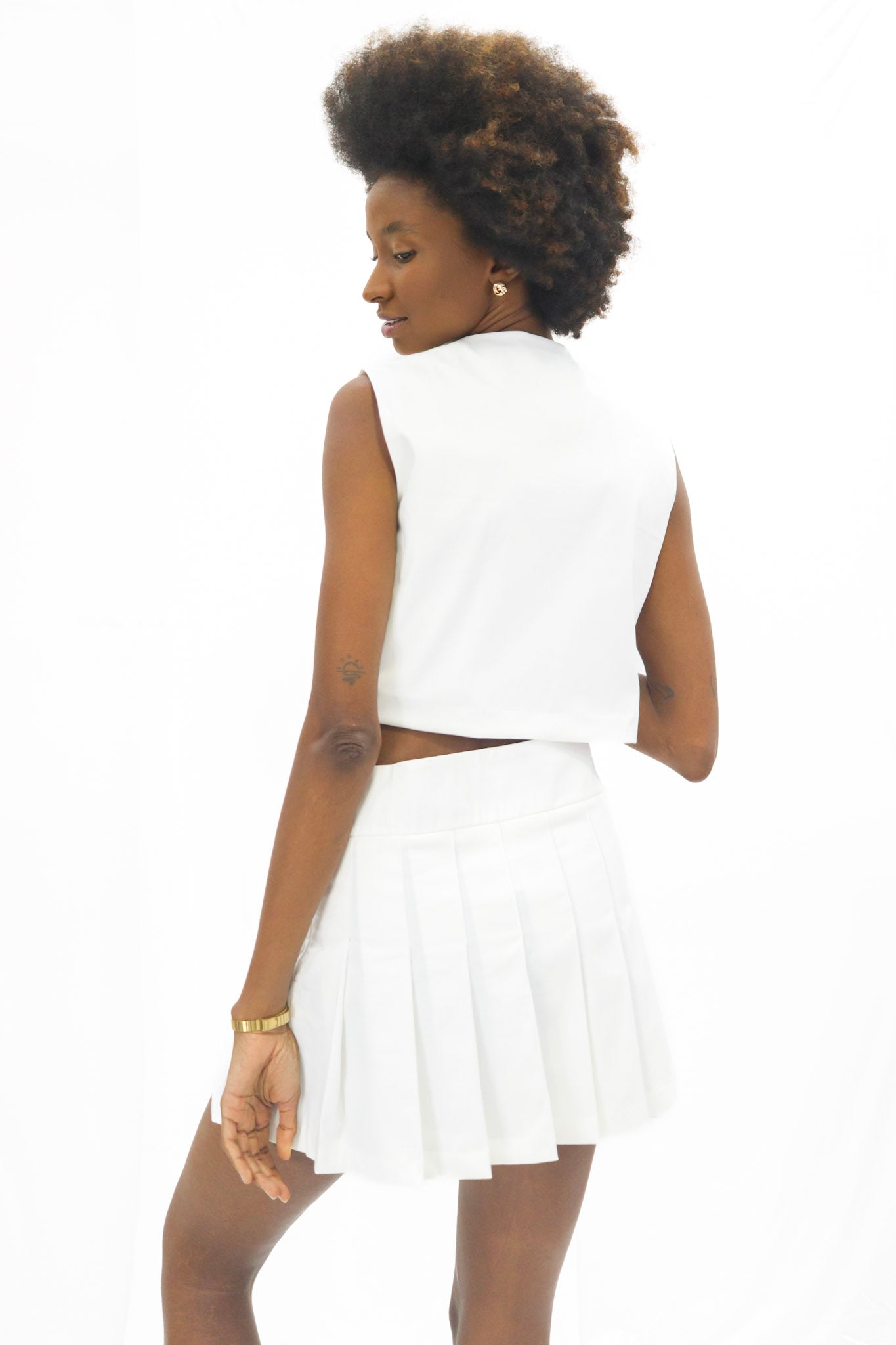 Saia Feminina Plissada Off-White Yebo